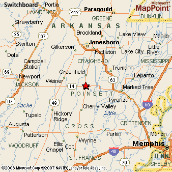Harrisburg, Arkansas Area Map & More