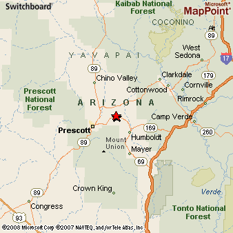 Prescott Az On Map Prescott Valley, Arizona Area Map & More