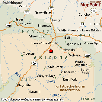 White Mountains Arizona Map White Mountain Lake, Arizona Area Map & More