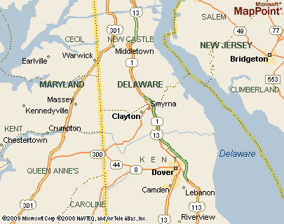 Clayton, Delaware Area Map & More