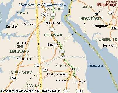 Smyrna, Delaware Area Map & M