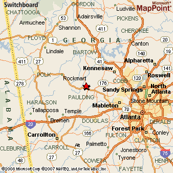 Map of Dallas, Georgia