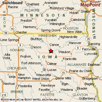 Area Map of Decorah, Iowa