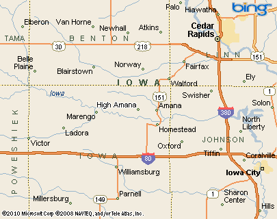 Amana Colonies Iowa Map High Amana, Iowa Area Map & More