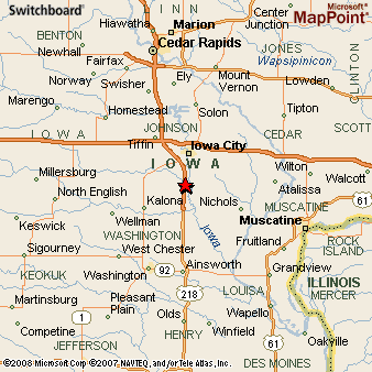 Hills, Iowa Area Map & More