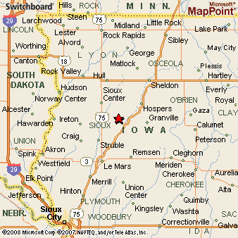 Orange City Iowa Area Map More