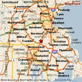 Area Map of Foxborough, Massachusetts