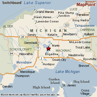 curtis map michigan mi area