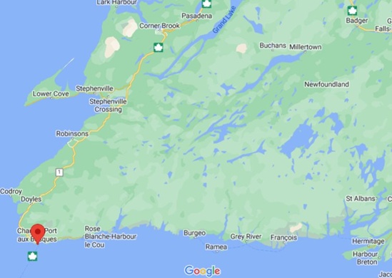 Channel Port aux Basques Newfoundland area map More