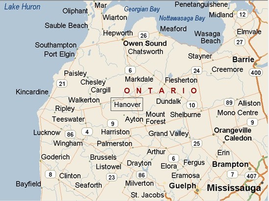 Hanover Ontario Map