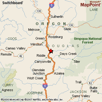 Myrtle Creek Oregon Area Map More