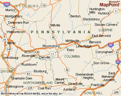 Bloomsburg, Pennsylvania Area Map & More