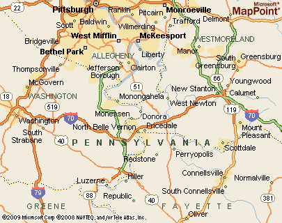 1797 PA MAP Donora Fayetteville Colwyn Mechanicsburg Burgettstown Canton SURNAME 