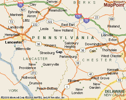 Gap, Pennsylvania Area Map & More