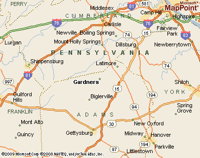 Gardners, Pennsylvania Area Map & More