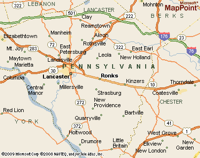 Ronks, Pennsylvania Area Map & More
