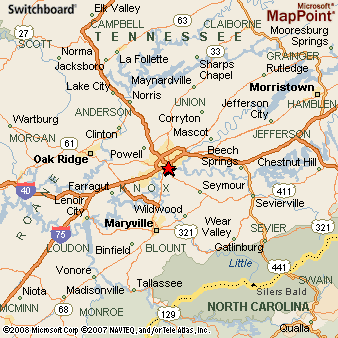 Knoxville, Tennessee Area Map & More