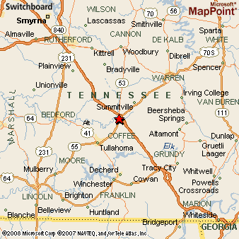 Manchester, Tennessee Area Map & More