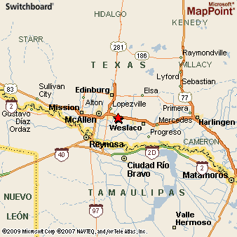 Alamo, Texas Area Map