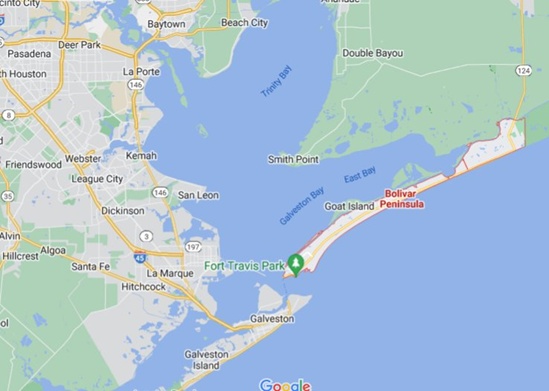 Bolivar Peninsula, Texas area map