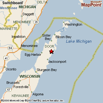 Egg Harbor Wi Map Baileys Harbor, Wisconsin Area Map & More