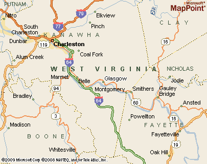 Montgomery West Virginia Map Glasgow, West Virginia Area Map & More