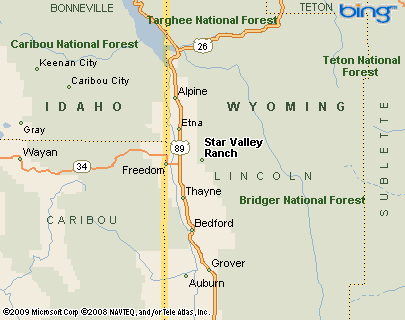 Star Valley Wyoming Map Star Valley Ranch, Wyoming Area Map & More