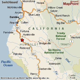 Rio Dell (Humboldt Co), California Area Map & More
