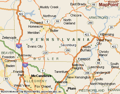 Where is Saxonburg, Pennsylvania? see area map & more